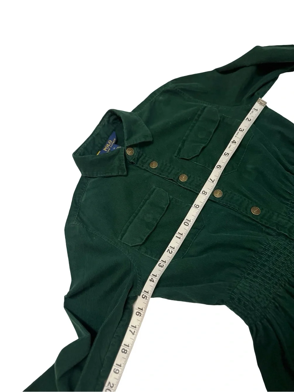 Polo Ralph Lauren Green Corduroy Long Sleeve Cinched Dress Sz 10 Country Western
